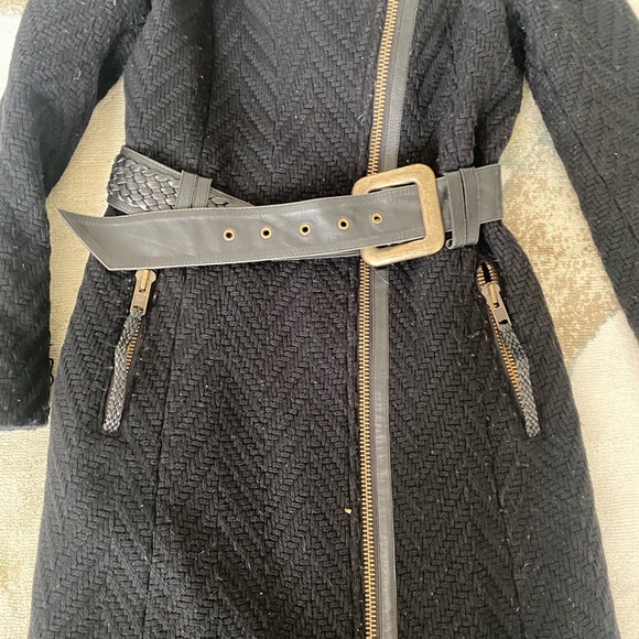 Mackage Shia 2 -in-1 tailored wool coat with sash belt, Blue XS / TP. - Picture 10 of 11